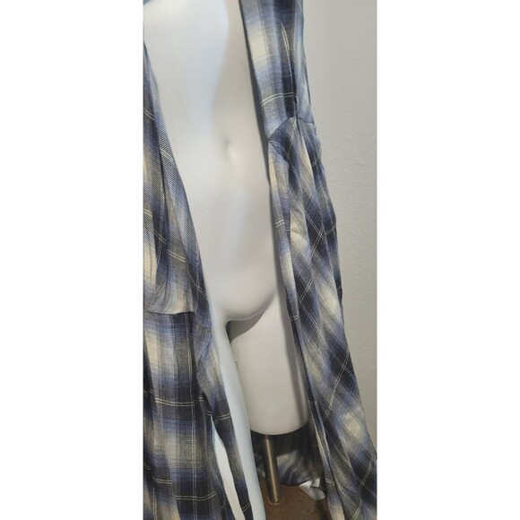 Vince Medium Duster Dress wrap plaid sleeveless belt adjustable open - Picture 5 of 10